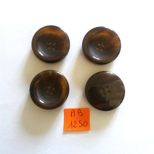 4 boutons en résine marron - 27mm - ab1250