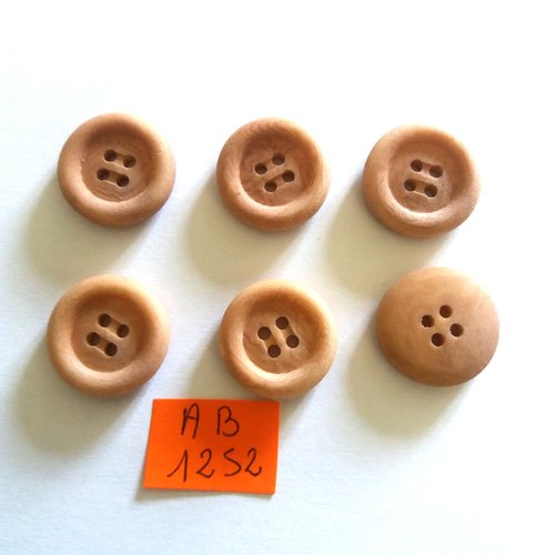 6 boutons en bois marron clair - 20mm - ab1252