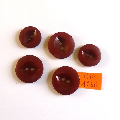 5 boutons en résine violet - 26mm et 21mm - ab1256