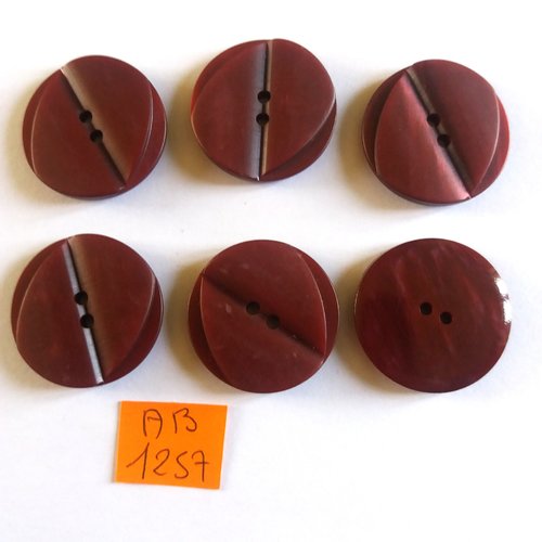 6 boutons en résine violet - 27mm - ab1257