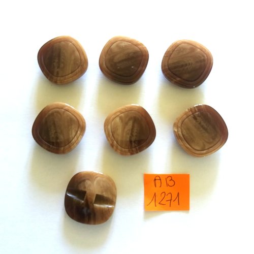 7 boutons en résine marron - 21x21mm - ab1271