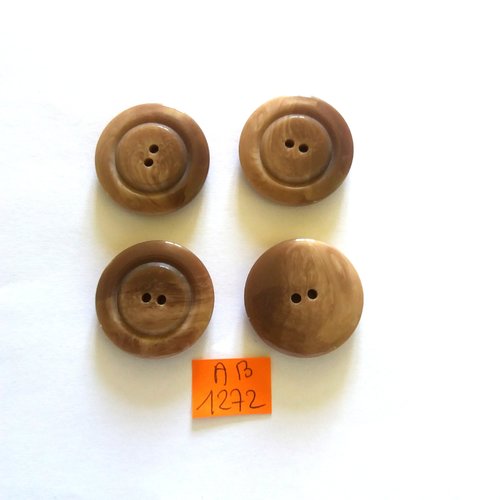 4 boutons en résine marron - 28mm - ab1272