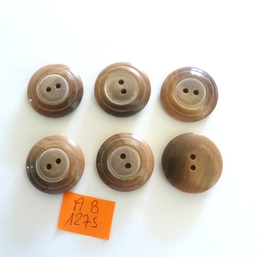 6 boutons en résine marron - 25mm - ab1275
