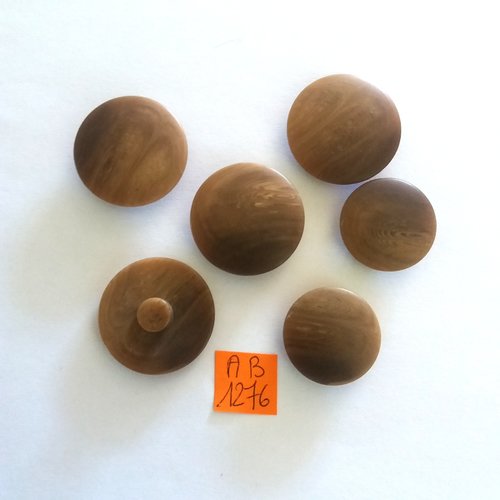 6 boutons en résine marron - 28mm et 22mm - ab1276