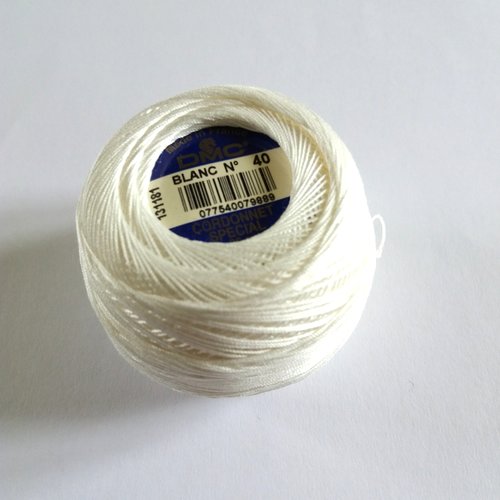 Fil coton pour crochet - cordonnet spécial - blanc n°40 - dmc - ab1616