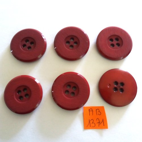 6 boutons en résine bordeaux - 28mm - ab1371