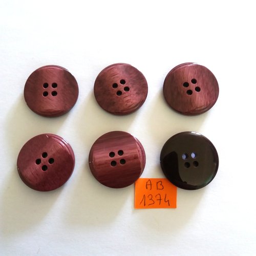 6 boutons en résine violet - 27mm - ab1374