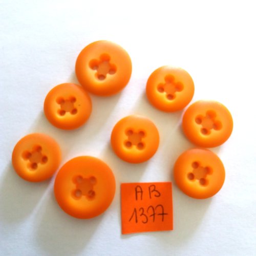 8 boutons en résine orange - 22mm et 18mm - ab1377