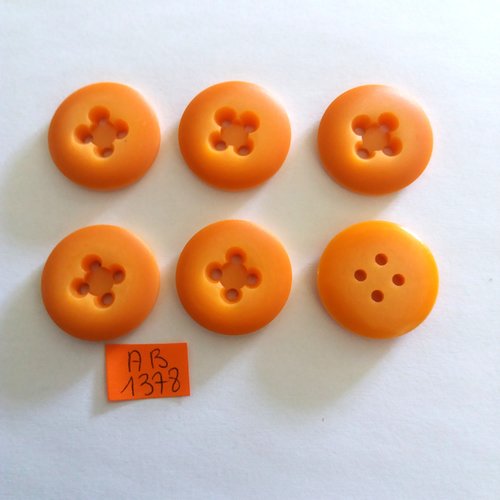 6 boutons en résine orange - 27mm - ab1378