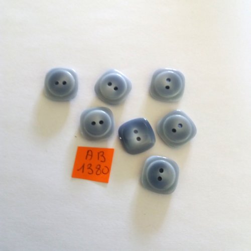 7 boutons en résine gris/bleu - 16x16mm - ab1380
