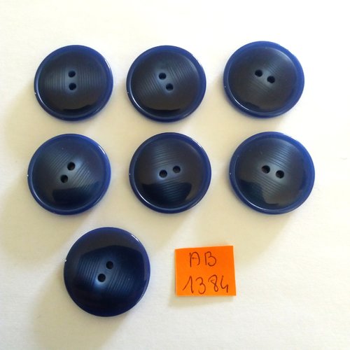 7 boutons en résine bleu - 27mm - ab1384