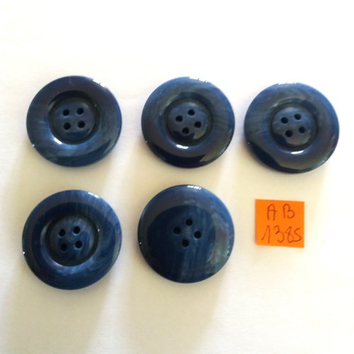5 boutons en résine bleu - 28mm - ab1385