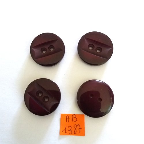 4 boutons en résine violet - 26mm - ab1387