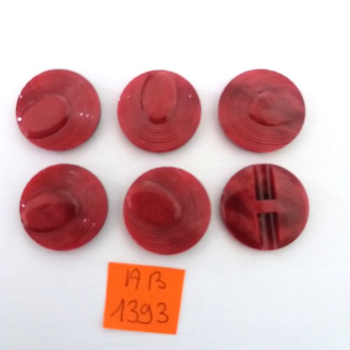 6 boutons en résine rouge - 22mm - ab1393