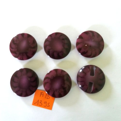 6 boutons en résine violet - 27mm - ab1395