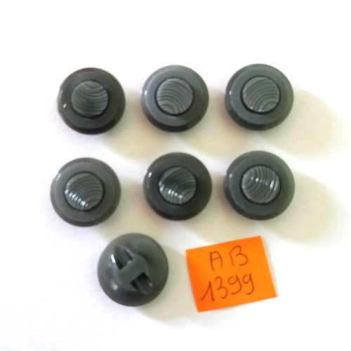 7 boutons en résine gris - 17mm - ab1399