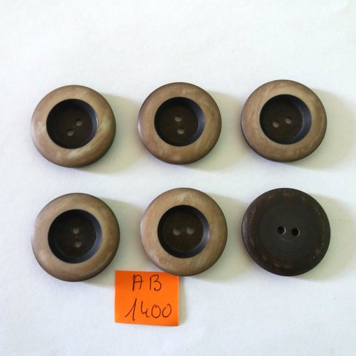 6 boutons en résine marron - 27mm - ab1400