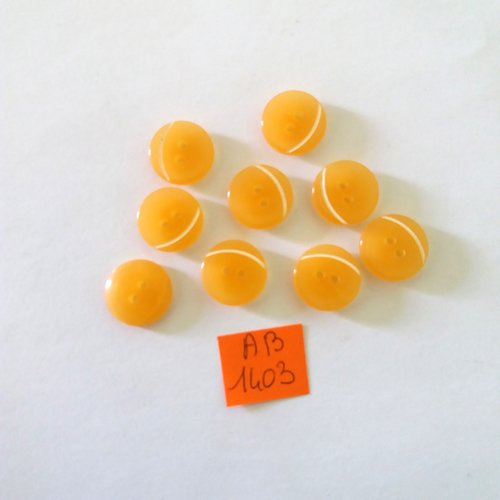6 boutons en résine orange et blanc - 15mm - ab1403