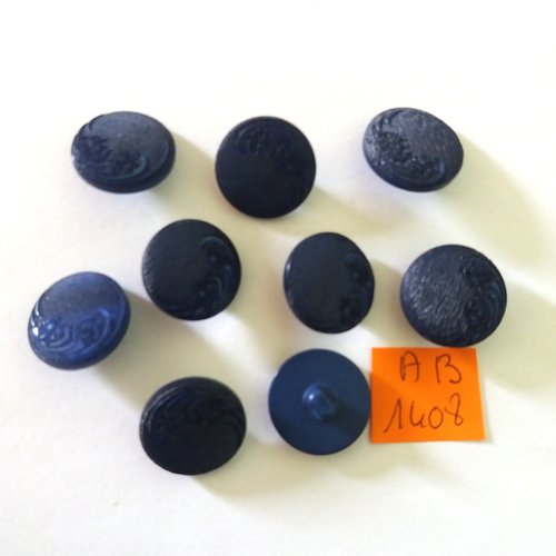 9 boutons en résine bleu - 17mm - ab1408