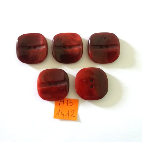 5 boutons en résine bordeaux - 25x25mm - ab1412