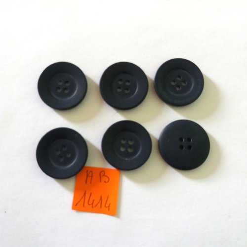 6 boutons en résine bleu foncé - 22mm - ab1414