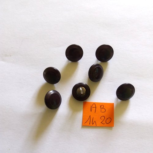 7 boutons en résine noir - 12mm - ab1420