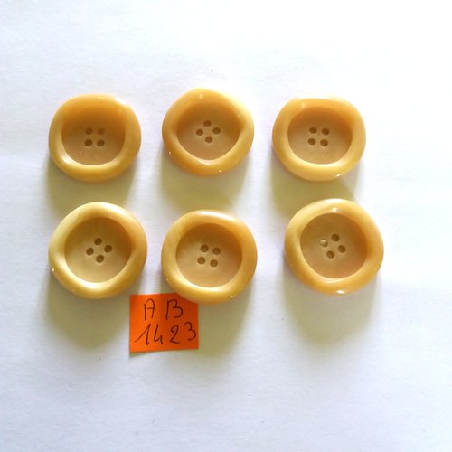 6 boutons en résine beige - 27mm - ab1423