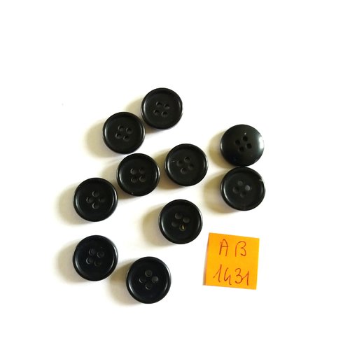 10 boutons en résine noir - 14mm - ab1431