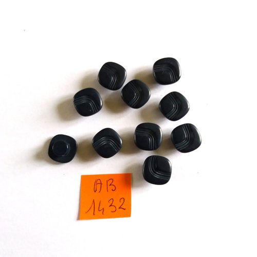 10 boutons en résine bleu foncé - 11x11mm - ab1432