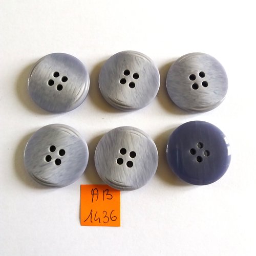 6 boutons en résine bleu - 27mm - ab1436