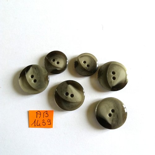 6 boutons en résine gris - 22mm et 18mm - ab1439