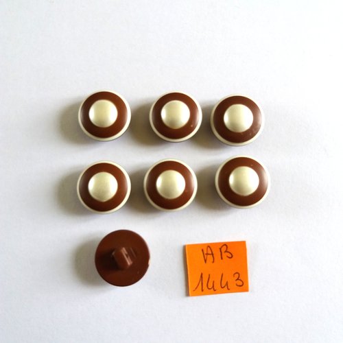 7 boutons en résine marron et blanc - 18mm - ab1443