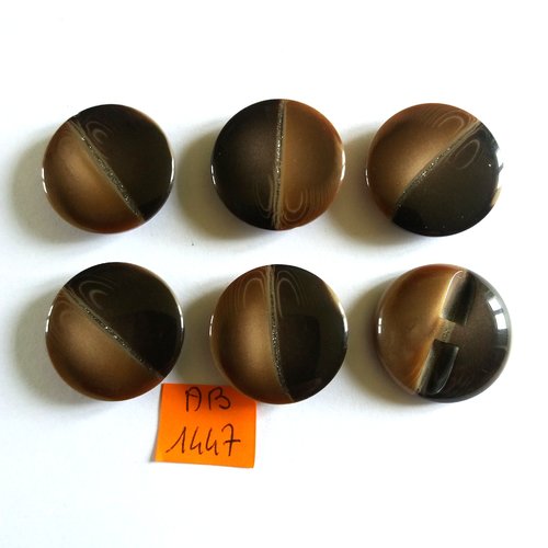 6 boutons en résine marron - 27mm - ab1447