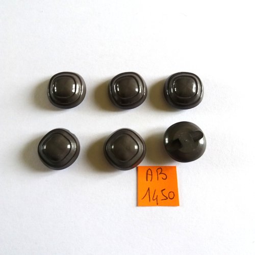 6 boutons en résine gris foncé - 17mm - ab1450
