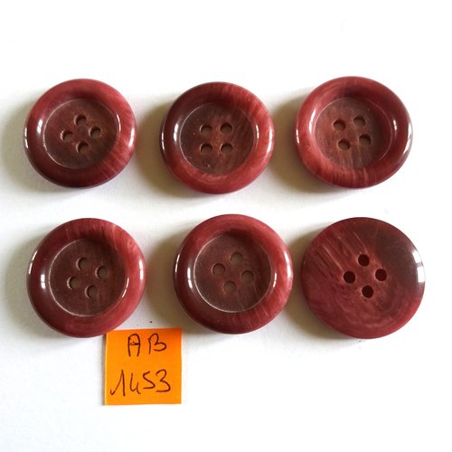 6 boutons en résine violet - 27mm - ab1453