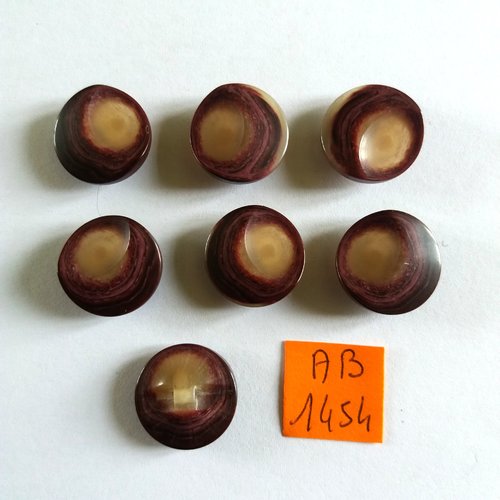 7 boutons en résine violet et beige - 18mm - ab1454