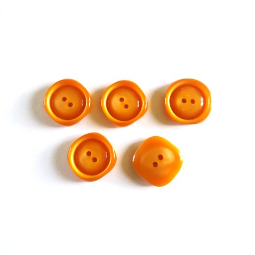 5 boutons en résine orange/marron clair - 20x20mm - 1037mp