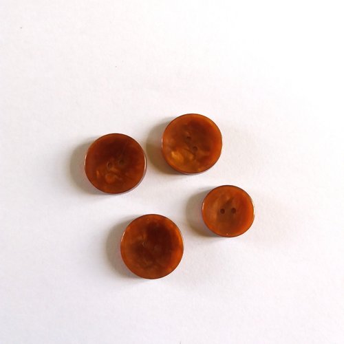 4 boutons en résine marron - ancien - 21mm et 18mm - 1039mp