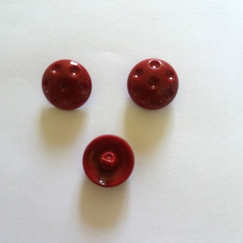 3 boutons en verre rouge foncé - ancien - 22mm - 1069mp