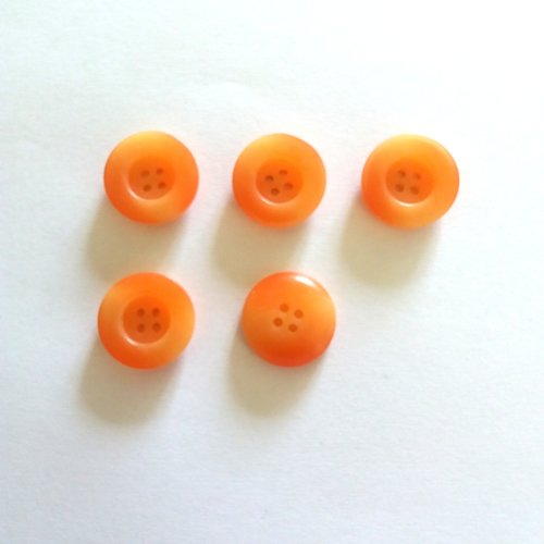 5 boutons en résine orange - 18mm - 1079mp