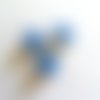3 boutons en verre bleu - ancien - tete de chien - 23mm - 1097mp