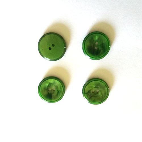 4 boutons en résine vert - ancien - 21mm - 940mp
