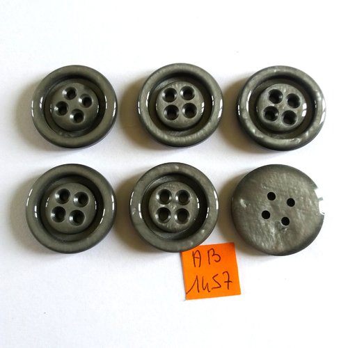 6 boutons en résine gris - 30mm - ab1457