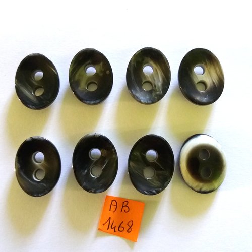7 boutons en résine gris foncé - 18x23mm - ab1468