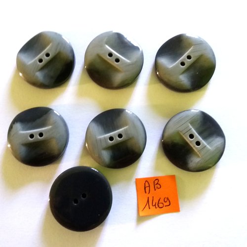 7 boutons en résine gris - 27mm - ab1469