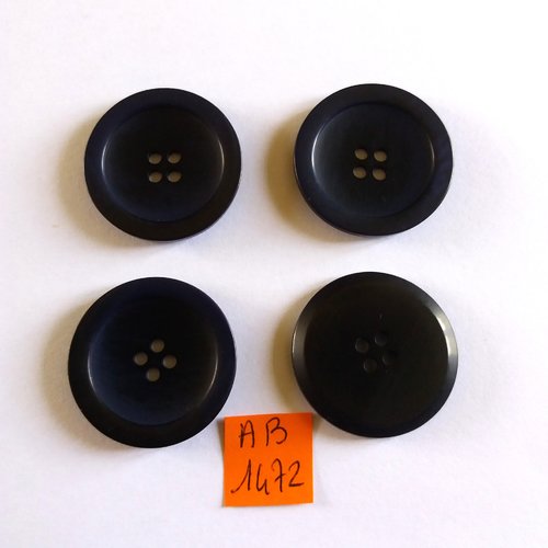 4 boutons en résine bleu foncé - 31mm - ab1472