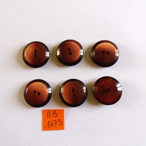 6 boutons en résine marron - 23mm - ab1473