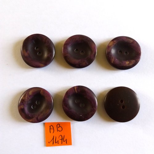 6 boutons en résine violet dégradé - 21mm - ab1474