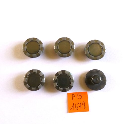 6 boutons en résine gris - 17mm - ab1478