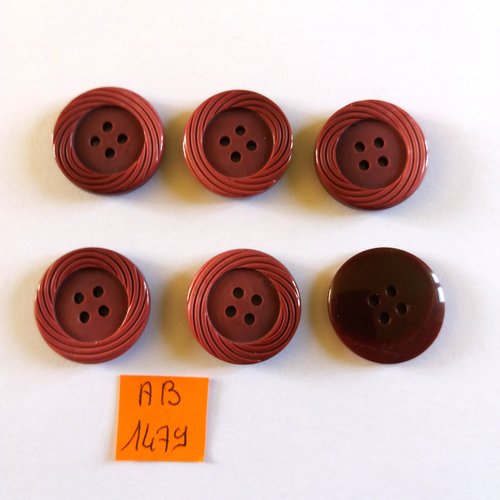 6 boutons en résine violet - 23mm - ab1479